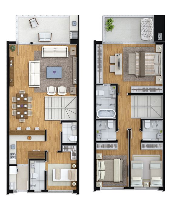 planos de casas de dos pisos modernas